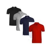 4 In 1 Quality Men's Polo T-Shirts-Grey/Navy Blue/Black/Red